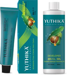 Yuthika Rich Creme Hair Colour For Women 100 gm & hair developer 100ml (Pack OF 2) , Dark Ash Brown
