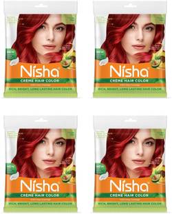 Nisha Creme Hair Color Pouch 40 gm ,Flame Red (Pack OF 4) , Flame Red