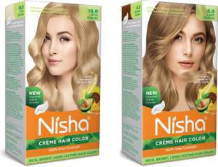 Nisha Cream Hair Color Rich Bright Long Lasting Hair Colouring For Ultra Soft Deep Shine Grey Coverage Conditioning With Natural Herbs , Ultra Blonde & Light Blonde