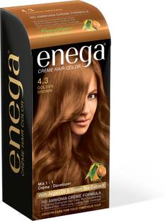 enega Cream hair color (120 ml/each) superior quality with Argan Oil & Green Tea extract NO AMMONIA Cream FORMULA smooth care for your precious hair! Golden Brown (Pack of 1) Hair Color   , Golden Brown