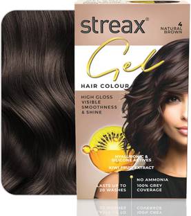 Streax Gel Hair Colour for women,150 ml |No ammonia |100% grey coverage , Natural Brown