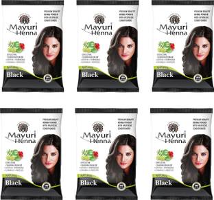 Mayuri Henna Natural Hair Color Aritha, Bhringraj, Shikakai,Hibiscus (6 Pck_50gm Each) , Black