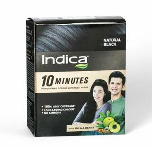 Indica Natural Black Powder Hair Colour - 40g , Black