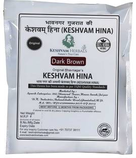 Keshvam Herbals Hina, Dark Brown (Pack of 8), Organic Bhavnagar Henna for Hair,