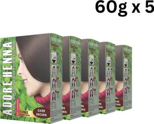 Adore Henna HERBAL BASED powder Dark brown hair colour 60g×5 , Dark brown