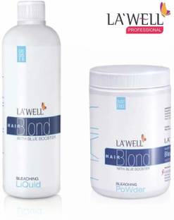 Lawell Hair Blond Bleaching Powder 400gm With Bleaching Liquid 400ml. , Multi