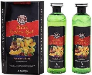 URBANUCANBE Fruit Vinegar Gel Hair Color, Organic & Natural Black Hair 200 ml (Pack of 2) , Black