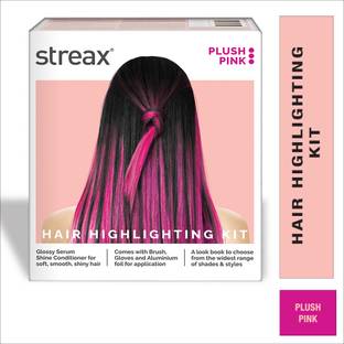Streax Hair Colour Highlight Kit , Hair Colour for Women, DIY Application , Plush Pink