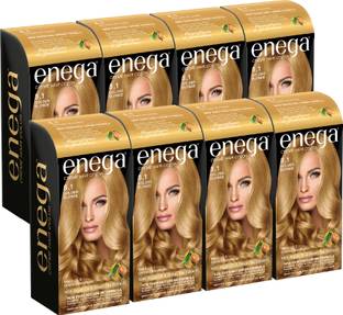 enega Creme Hair Color 150ML Long Lasting, No Ammonia Dye (Pack-8) , Golden Blonde
