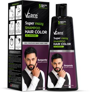 Vcare Super Eazzy Shampoo Burgundy Hair Color for Men & Women | No Ammonia & Paraben , Burgundy 180 ml