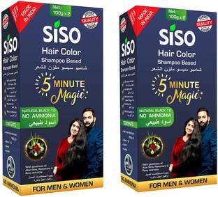 SISO 5 Minute Magic Hair Color Shampoo 200g Pack of 2 , Natural Black 1.0