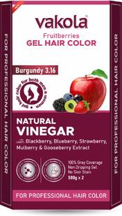 Vakola Burgundy 20 Min Gel Hair Color, 100% Grey Coverage, 500ML Developer & Colorant , Burgundy