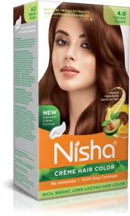 Nisha Creme Hair Color 4 NATURAL BROWN , Natural Brown
