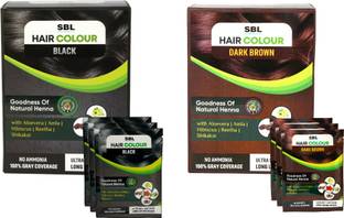SBL HAIR COLOR , 3 BLACK & 3 DARK BROWN