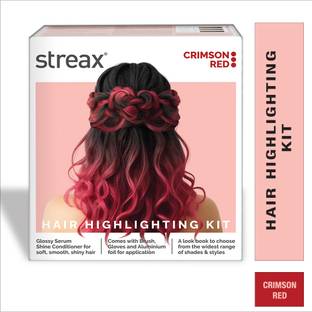 Streax Hair Colour Highlight Kit , Hair Colour for Women, DIY Application , Crimson Red