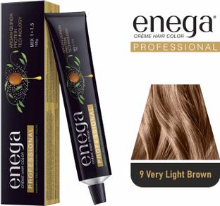 enega Professional Ammonia free nourishing permanent hair color , Very Light Brown 9