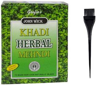 JOHN WICK Pure Herbal Natural Black Mehndi With Brush No Side Eacet , Natural Black