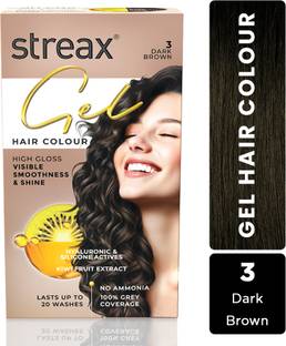 Streax Gel Hair Colour for women, 150 ml |No ammonia |100% grey coverage , Dark Brown