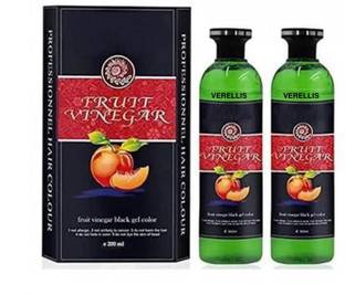 verellis Natural Fruit Extract Fruit Vinegar Black Gel Hair Color for Grey Hair , Black