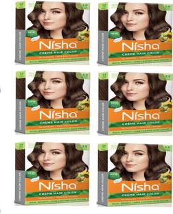 Nisha Permanent Rich Creme Hair Colour For Women and Men 40 gm Each BOX (Pack OF 6) , Dark Brown