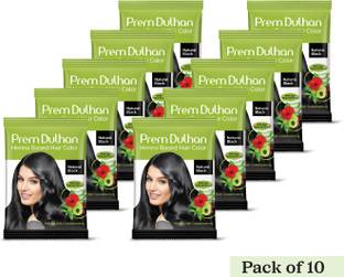 Prem Dulhan Natural Black Hair Colour Pack of 10 , Natural Black