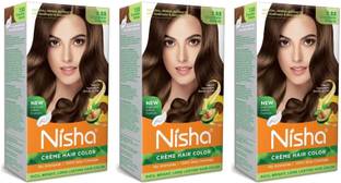 Nisha Cream Hair Color Rich Bright Long Lasting Hair Colouring For Ultra Soft Deep Shine 100% Grey Coverage Chocolate Blonde Pack of 3 , Chocolate Blonde