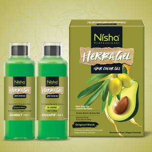 Nisha Fruit Care Hair Color Gel Beard Color No Ammonia Vegan No Paraben Leave No Stain , Black