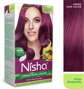 Nisha Creme Hair Color Wine Burgundy (Pack of 1) , Wine Burgundy