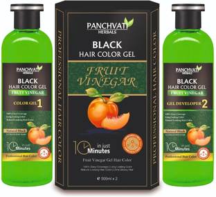 panchvati Fruit Vinegar Hair Gel, Natural Black Hair Color Dye, 500ml x2 , Black