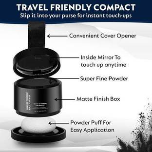 BLACYOU Cover-Up Hair Powder, Helps Cover Grey Roots & Bald Spots Instantly , BLACK