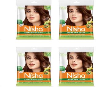 Nisha Creme Hair Color Pouch 40 gm ,Natural Brown (Pack OF 4) , Natural Brown