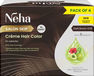 Neha Herbals Neha Salon Skip Creme Hair Color - Pack of 4 , Dark Brown