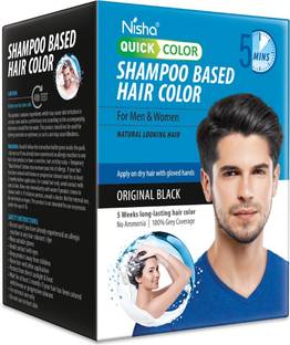 Nisha Quick Color Shampoo Based Hair Color For Men & Women Natural Looking Hair , Original Black 20ML Each Sachet (10 Sachet in 1 Box)