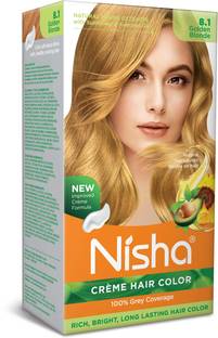 Nisha Creme Hair Color Rich Bright Long-Lasting Natural Henna Extract , GOLDEN BLONDE 8.1