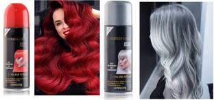 ADJD RED & SILVER Temporary hair color Spray instant hair colour for man and woman , RED, SILVER