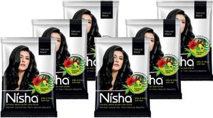 Nisha Henna Based Hair Color 25 gm (Pack OF 6 Pouch) , Natural Black , Natural Black