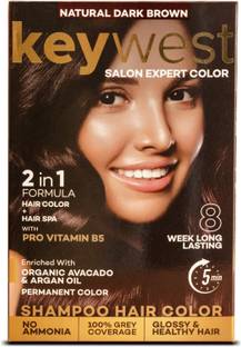 Keywest 5 Minute Shampoo Hair Colour for 100% Grey Coverage, 15ml x 10, (150ml) , Dark Brown