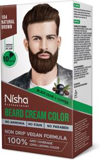 Nisha Beard Color For Men No Stain, Quick 10 Min, Grey Coverage 120gm , Natural Brown