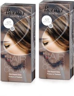 Berina Professional Hair Color Cream with Developer | A21 - Light Grey Pack of 2 , Light Grey