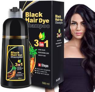 Scheibe Black Hair Dye Shampoo 3 in 1 for Gray Hair Coverage Hair Color Shampoo , Black