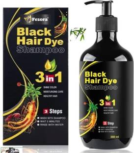 Fezora natural 3 in 1 Hair Dye Instant Black Hair Shampoo for Women & Men Hair , oriental black