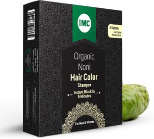 IMC Organic Noni Hair Colour Shampoo - Instant Grey Coverage And Hair Nourishment , Black