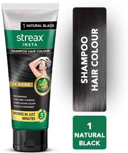 Streax Shampoo Hair Colour - Natural Easy DIY- Squeeze Pack Natura , Natural Black