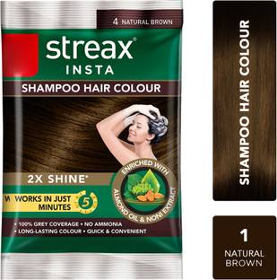Streax Insta Shampoo Hair Colour , Natural Brown
