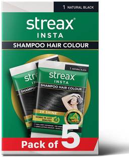 Streax Insta Shampoo Hair Colour for Women and Men Natural , Natural Black