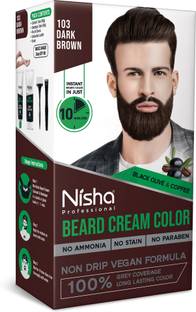 Nisha Beard Cream Hair Color for Men No Ammonia No Stain 100% Grey Coverage Long Last , Dark Brown
