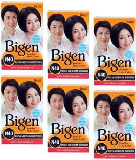Bigen Powder Hair Dye Rich Medium Brown N40 , Rich Medium Brown ( Pack of 6 )
