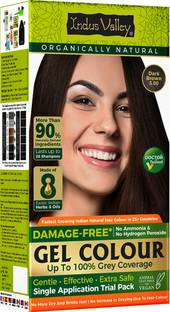 Indus Valley Damage Free Gel Hair Colour Dark Brown 100% Grey Coverage Hair Color Trial Pack , Dark Brown