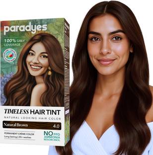 Paradyes Natural Brown Timeless Permanent Crème Hair Colour for 100% Grey Coverage , Natural Brown