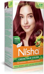 Nisha Creme Hair Color Rich Bright Long-Lasting Natural Henna Extract , Burgundy